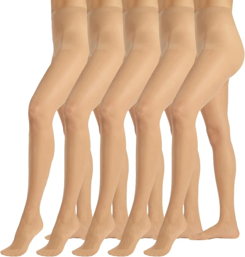 TEXAS PACK 5 PAIRES Collants Voile, Collant Transparent, Collants Femme, Bas Collant Femme - Naturel, Noir - - S, M, L, XL - Made in Italy