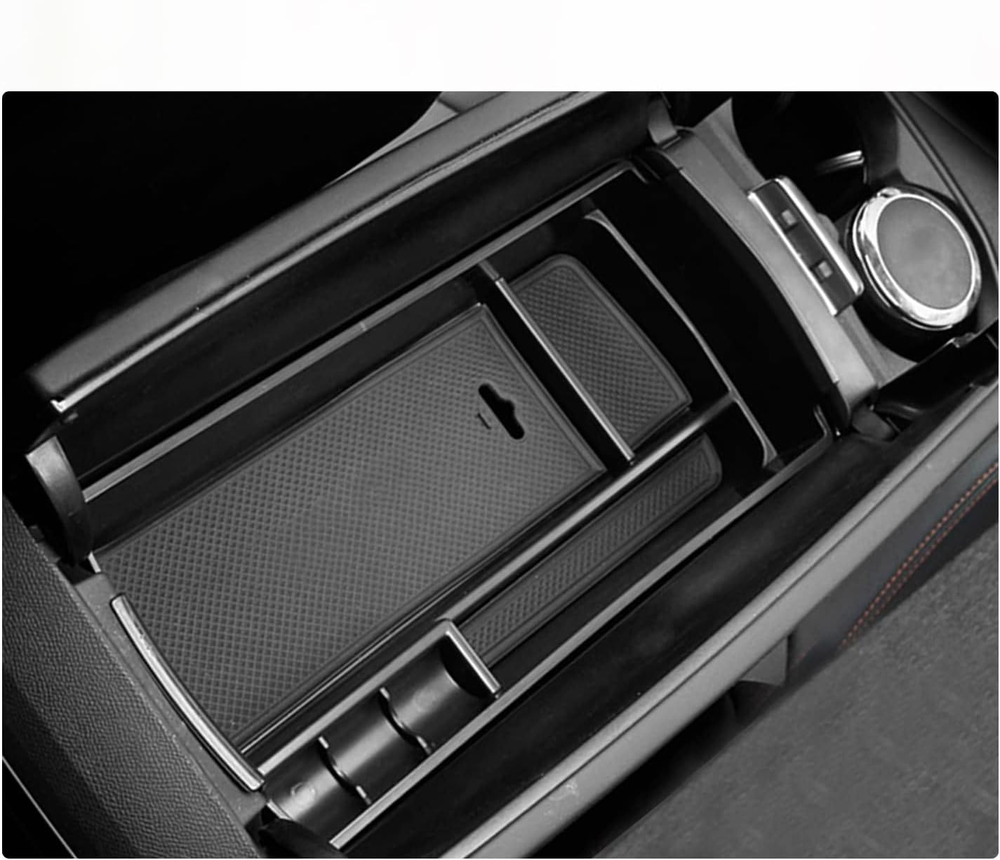 BIXUAN Boîte de rangement compatible avec Peugeot 3008 5008 GT C5 Aircross DS7 Crossback 2016-2023 2024 Accoudoir central Boîte à gants Organiseur avec tapis antidérapant pour console centrale