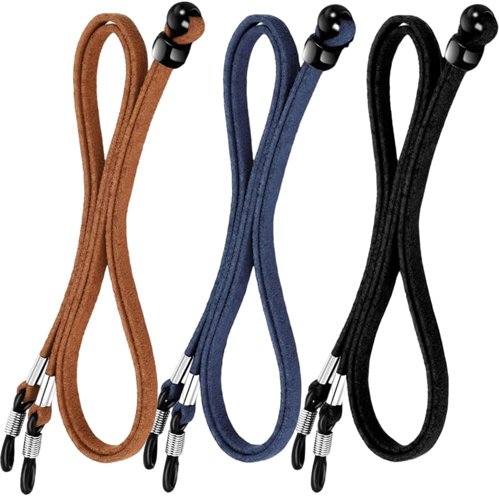 XFentech Sangle de Lunettes Réglable en Cuir Synthétique pour Homme et Femme - Universel Attaches Lunettes Sangles, Cordon Lunettes