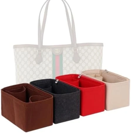 LinerLink Organiseur de sac pour Gucci Ophidia de taille moyenne (38 x 28 x 14 cm) - Organisateur de sac fait à la main - Insert de sac personnalisé - Doublure de sac en feutre de 2 mm (noir, style C) Style C Noir