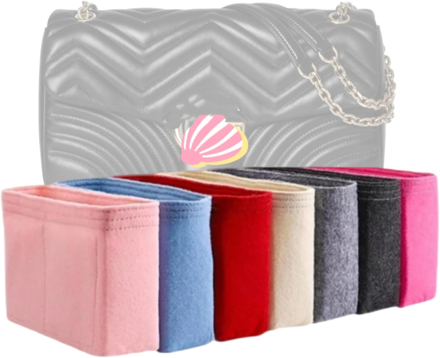 Xoppia Organiseur de sac compatible avec le grand sac à bandoulière Gucci GG Marmont, doublure en feutre pour sac à main pour femme (noir, style A : exposition) Noir Style A: Exposure