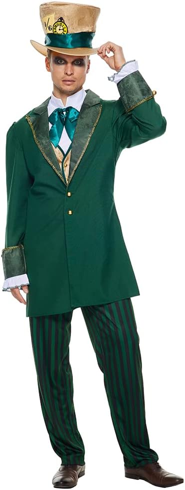 Costume de chapelier fou pour hommes adultes pour Halloween Party Cosplay, Carnaval, Vêtements de soirée à thème