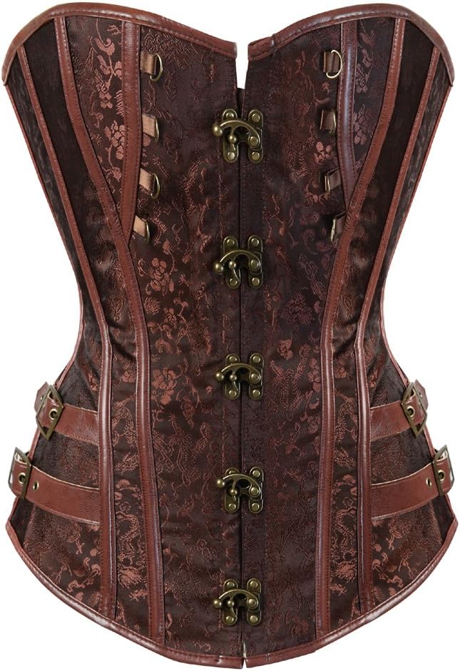 Bustier Corset Cuir Femme Pirate Steampunk Grande Taille 38-40 Marron