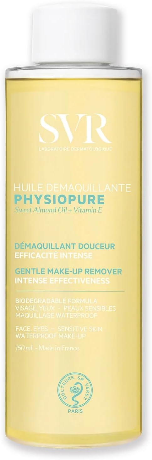 Physiopure Huile Démaquillante – Physiopure – Démaquillage doux et efficace – Pour visage, yeux et lèvres – Huiles végétales et vitamine E – 150 ml