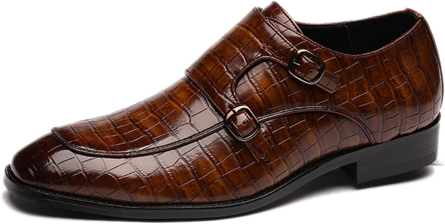 Hommes Slip-on en Cuir Penny Mocassins avec Double Boucle Classique Non-Slip Robe Conduite Casual Mode Chaussures 41 EU Dark Brown