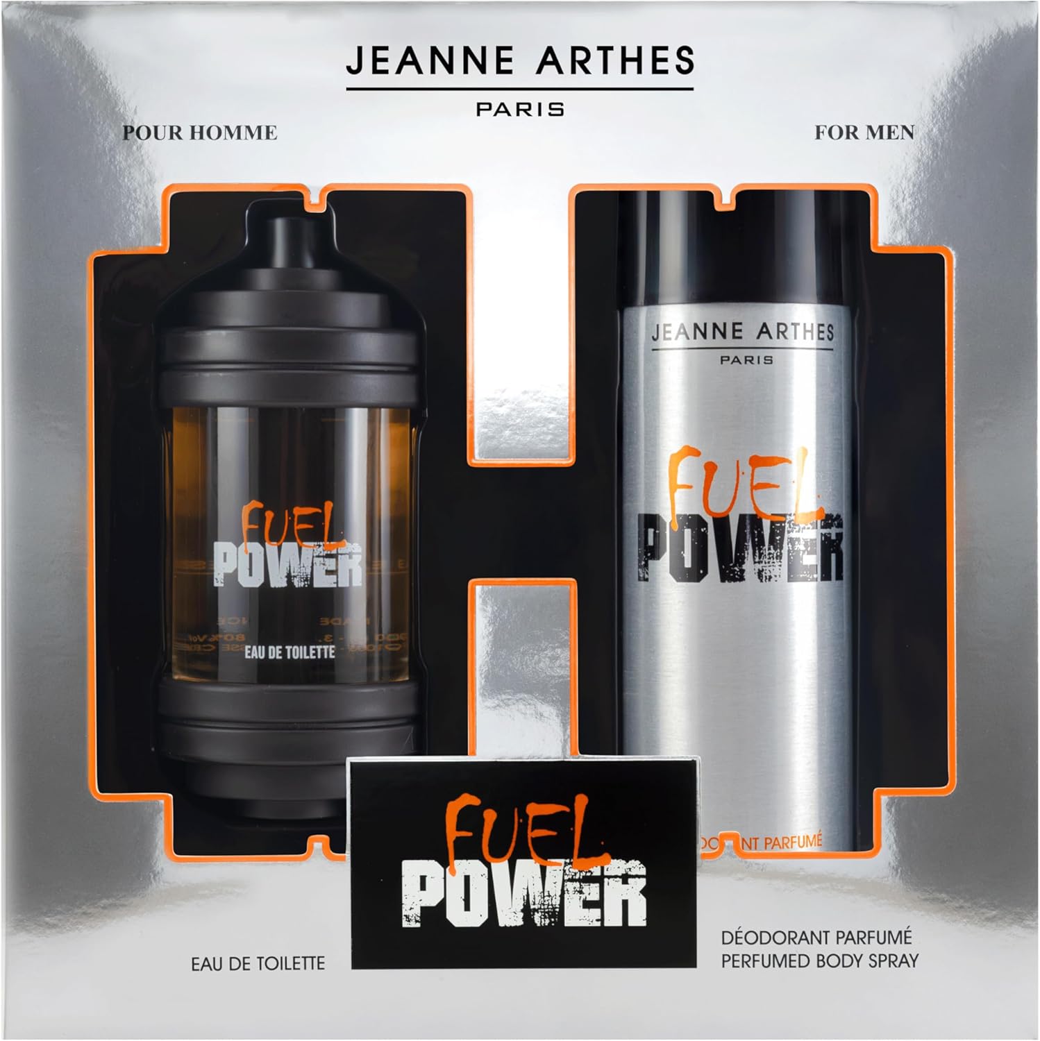 Coffret Cadeau pour Homme - Fuel Power - Eau de toilette 100 ml + Déospray 200 ml - Parfum Ambre Patchouli - Fabriqué et conditionné en France à Grasse 50 ml (Lot de 2)