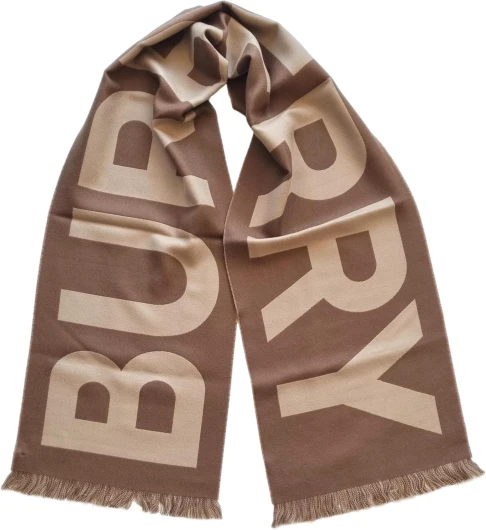 BURBERRY écharpe en laine 8057148 text rws woolfootball 188x33 cm beige et bouleau, Beige + bouleau, 188x33