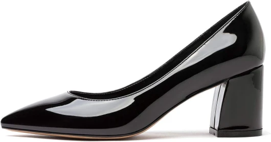 Escarpins Femme Bout Pointu Interne Cuir Bloc Talon 6CM High Heels Pumps