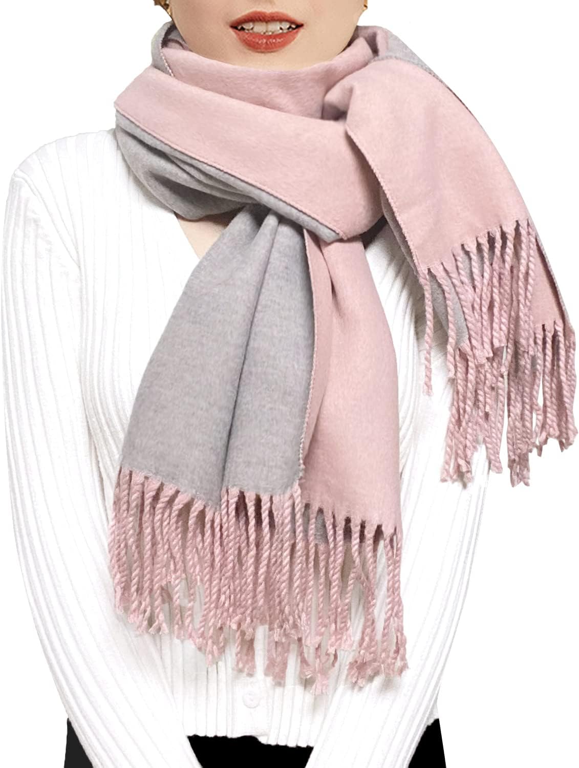 Ehsbuy Echarpe Femme Cachemire Hiver Cadeau Femme Réversible Pashmina Longues Grande Épais Chaude Écharpes avec Gland Pour Cadeau Mariage