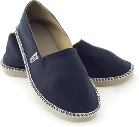 Malaga, Espadrilles décontractées pour Femmes et Hommes en Toile et Coutures Apparentes Classiques, Semelle antidérapante Bleu 43 EU