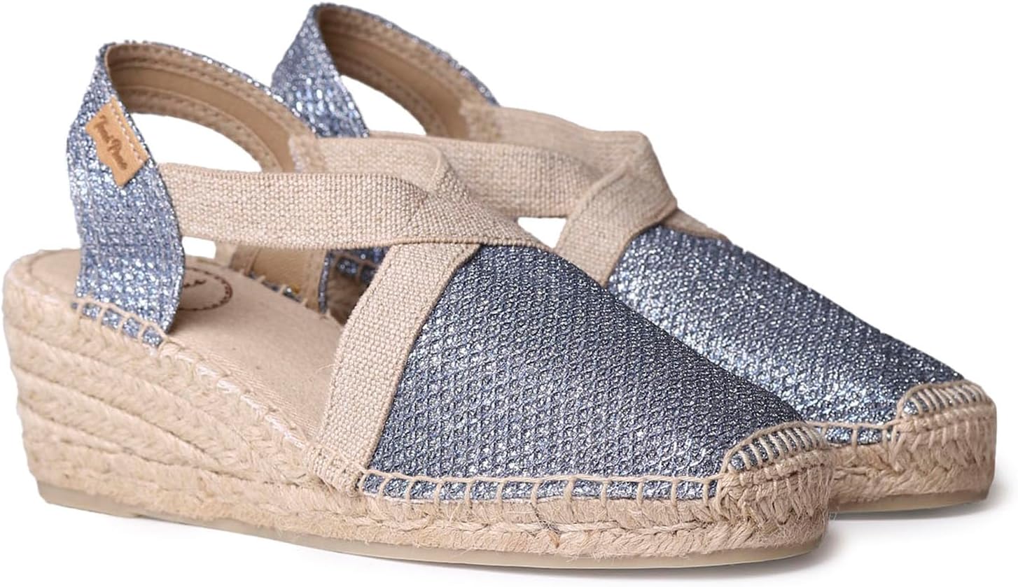 Triton - Espadrille compensée végétalienne pour Femme de en Tissu de Coton - 39 EU Denim