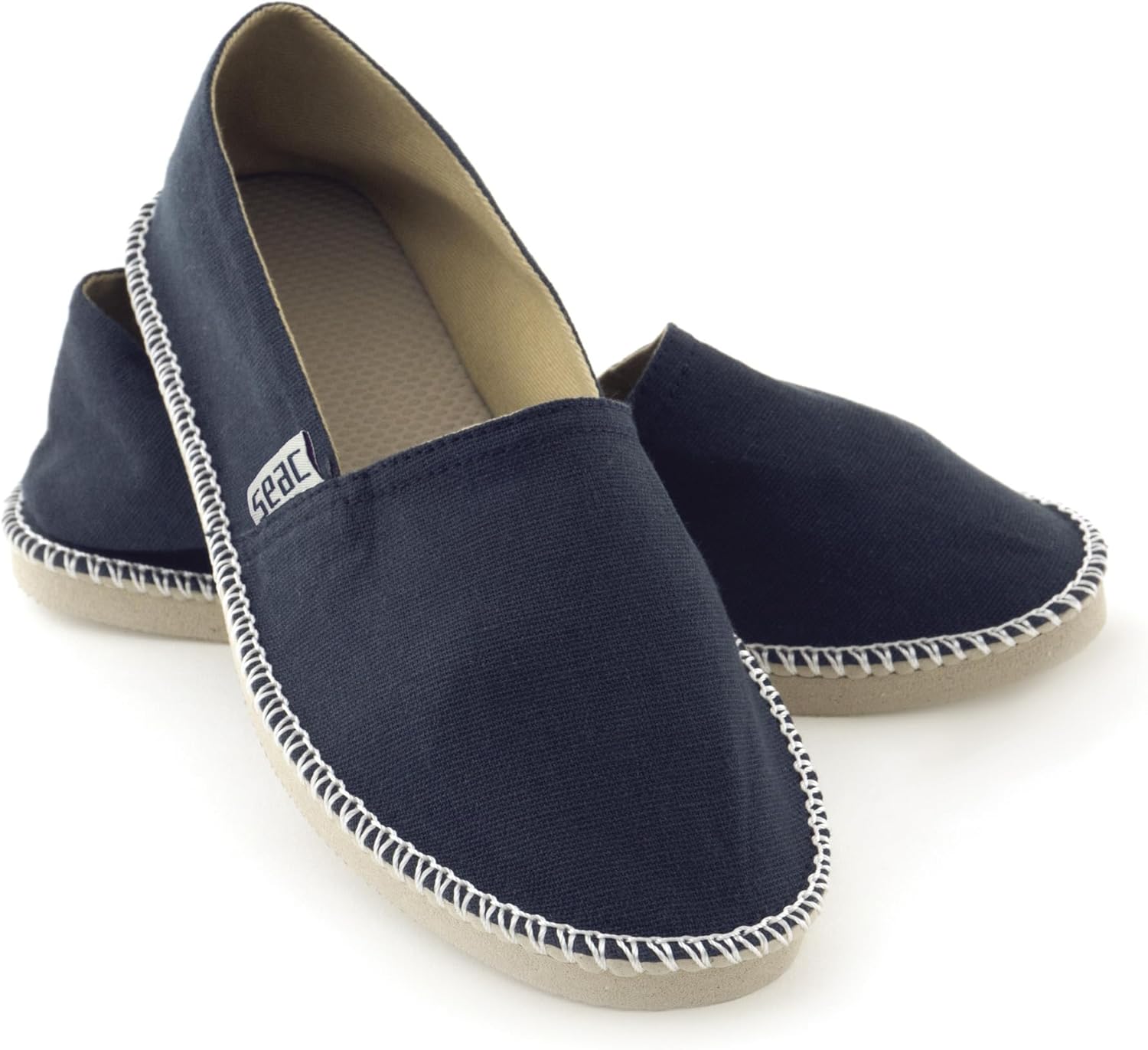 Malaga, Espadrilles décontractées pour Femmes et Hommes en Toile et Coutures Apparentes Classiques, Semelle antidérapante Bleu 41 EU