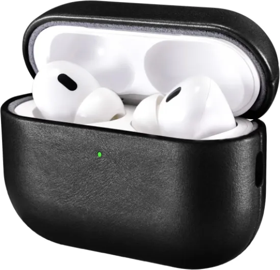 Coque en Cuir pour AirPods Pro 3 2025, ICARER Housse en Cuir Résistant aux Chocs Premium Étui Case Cover pour Apple AirPods Pro 3 2025 Headset Recharge (LED Visible) Support Chargeur sans Fil-Noir AirPods Pro 3 Noir