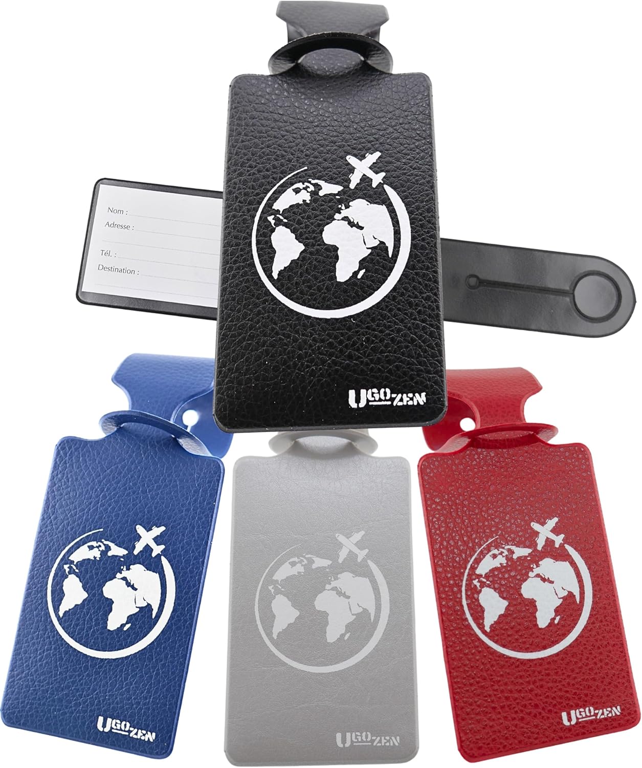 4 Etiquettes à Bagage pour Valise de Voyage Accessoires très pratiques Fabriqués en FRANCE Coloris prestige