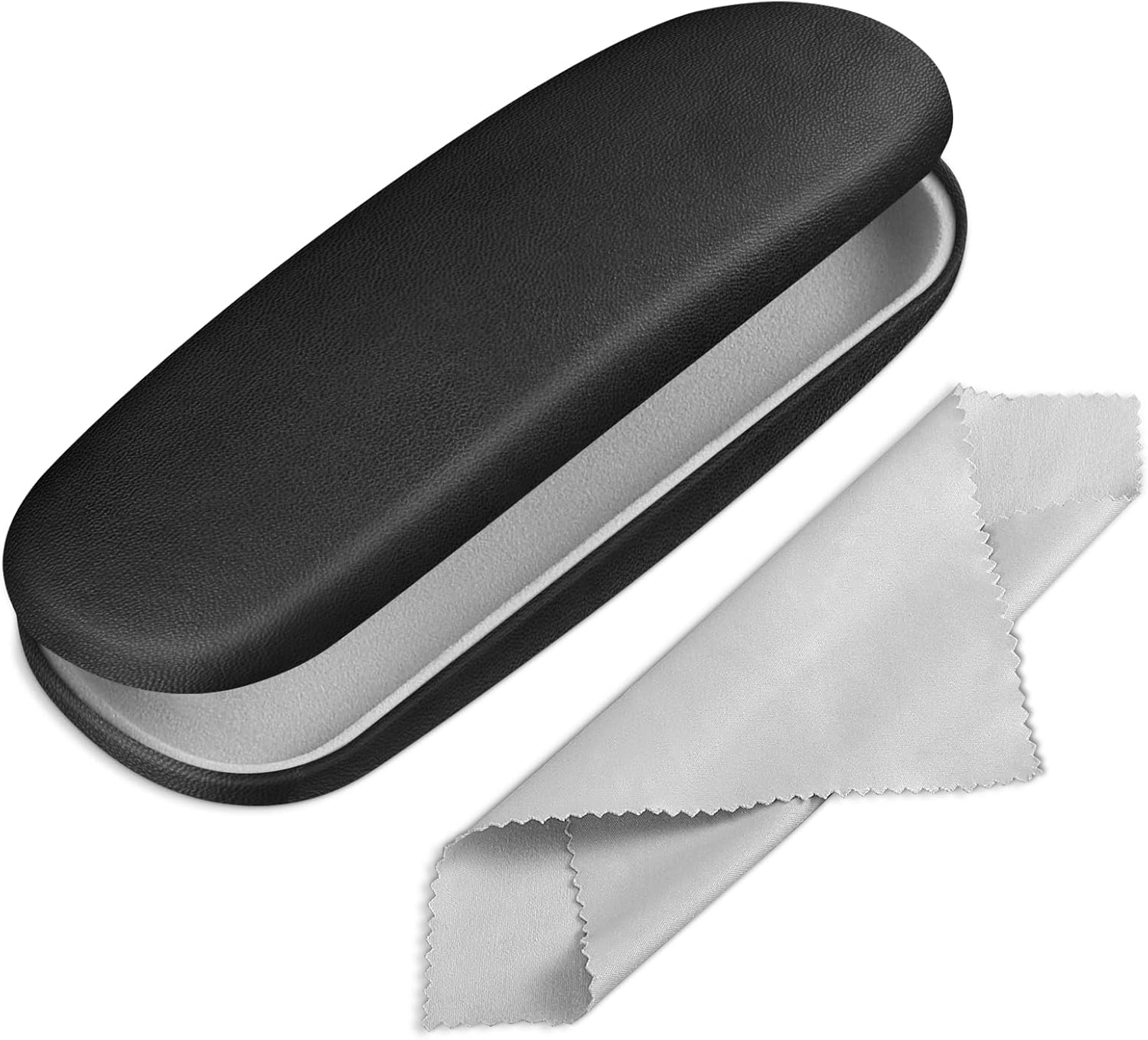 Étui à Lunettes Rigide, Portable Boîte à Lunettes en Cuir Synthétique avec Chiffon Lunettes de Vue pour Femmes et Hommes S Noir
