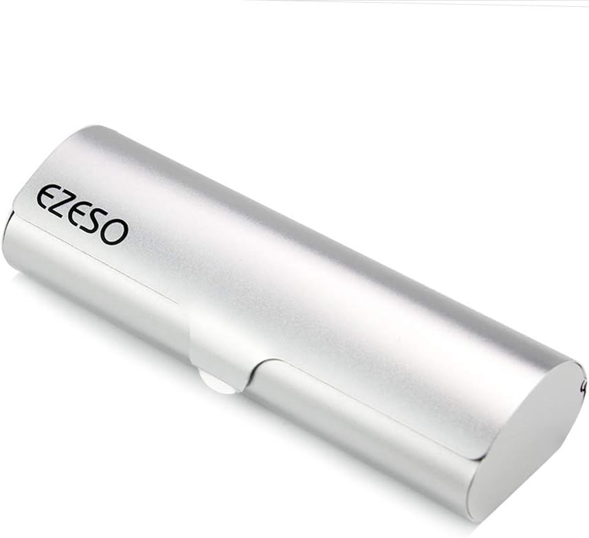 Ezeso Étui rigide à lunettes en aluminium au design sobre, Silver, 15.2x4.9x3.2cm Argenté