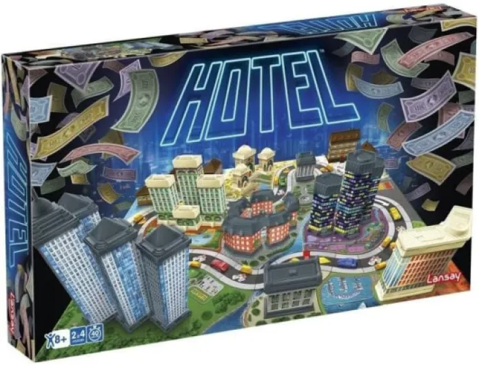 HOTEL - Jeu de Société Familial pour Enfants dès 8 Ans - Jeu de Plateau pour Construire des Hôtels de Luxe - Être le Premier à Devenir Milliardaire - 2 à 4 Joueurs - Durée 40 min - En Français