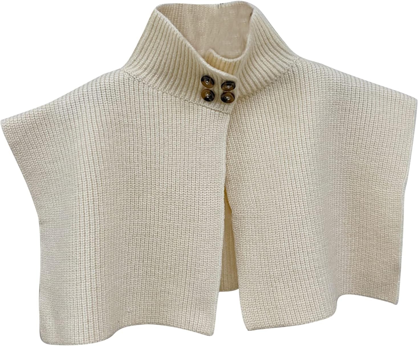 HEYXI Gilet à col roulé et fente latérale pour femme Col roulé Faux col détachable Pull châle Pull Pull Beige