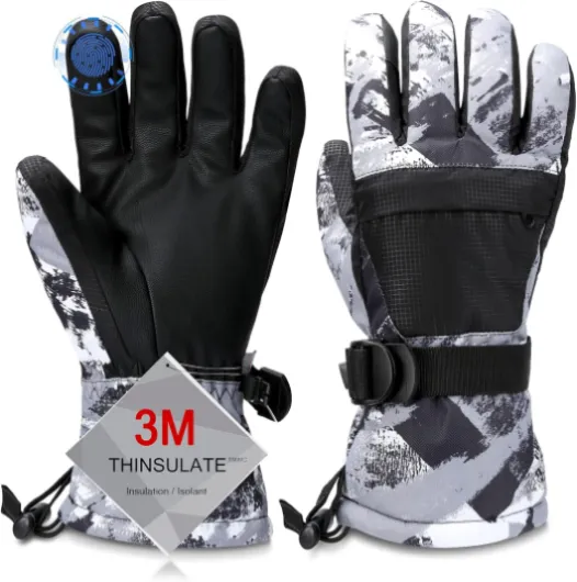 Odtmger Gants de Ski, Gants de Neige Les Plus Chauds, imperméables et Respirants pour Temps Froid, conviennent Aussi Bien aux Hommes qu'aux Femmes, pour l'extérieur Parent-Enfant Gris M(Fit Kids11-15 ans and Women size S-M)