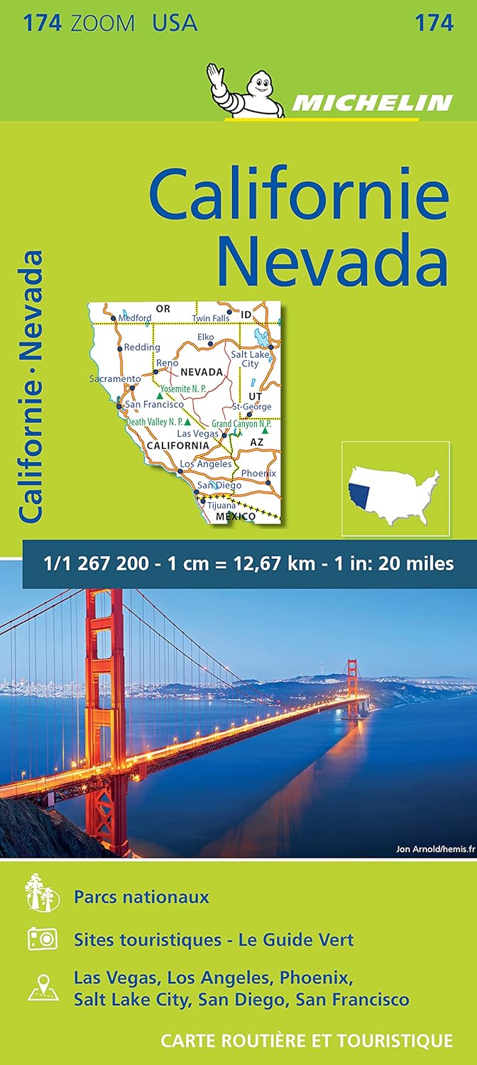 Carte Zoom Californie - Nevada