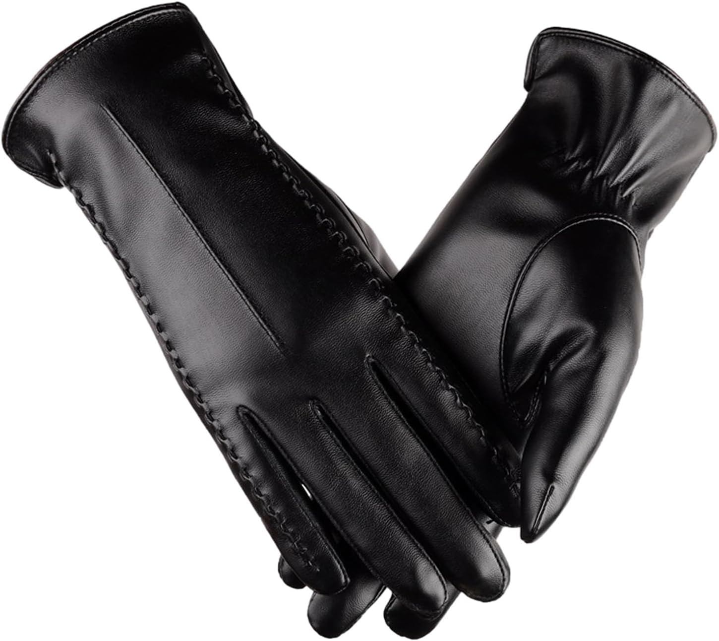 COACOM Gants en cuir noir pour femme, chaud, écran tactile, pour conduite, cyclisme, marche et shopping - Taille unique, Noir , taille unique