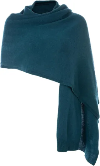 Embouro Châle 100% Cachemire Pashmina pour Femmes, Echarpe Tricotée en Cachemire pur pour l'hiver Vert Bleu
