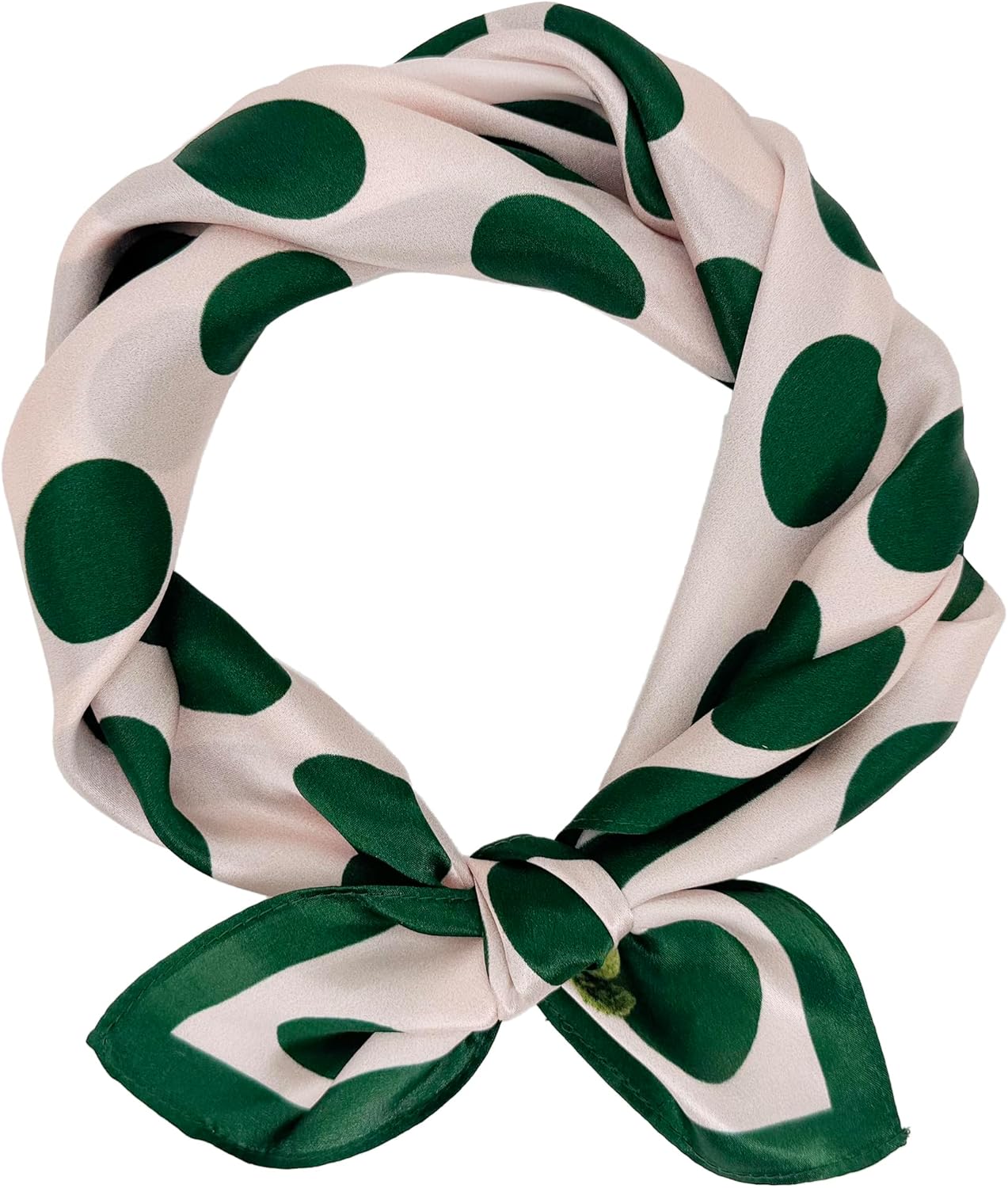 LSHARON Foulard en Soie pour Femme 100% Mûrier, Imprimé Graphique, Écharpe 53 x 53 cm Vert