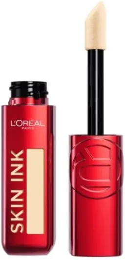 L'Oréal Paris - Encre de Teint Skin Ink - Fond de Teint Haute Couvrance - Tenue Semi-Permanente - Fini Naturel - Convient aux Peaux Sensibles - Teinte : Light Warm (100) - 15 ml