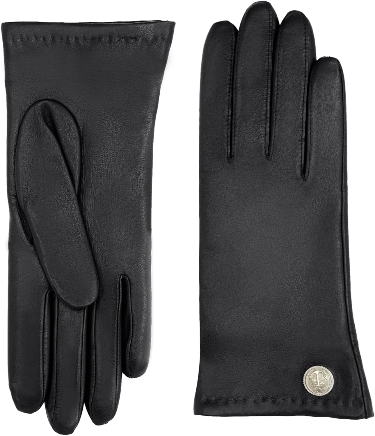 Gants Cuir d'Agneau pour Femme avec Doublure 100% Cachemire - Gants Premium Matière Élégante, Douce et Confortable - Gants d'Hiver Chaud Femme Fabrication Artisanale Noir S