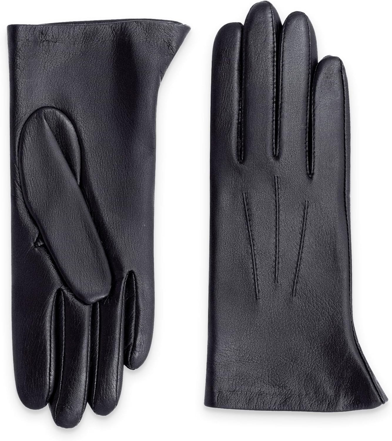 Gants Cuir d'Agneau pour Femme avec Doublure 100% Polyester Chaud - Matière Élégante, Douce et Confortable -Idéal en Hiver - Fabrication Artisanale Noir S