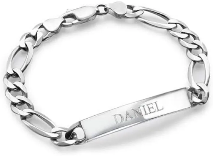 MYKA Gourmette Homme Personnalisée en Argent 925 ou Plaqué Or - Bracelet pour Homme (Argent 925)
