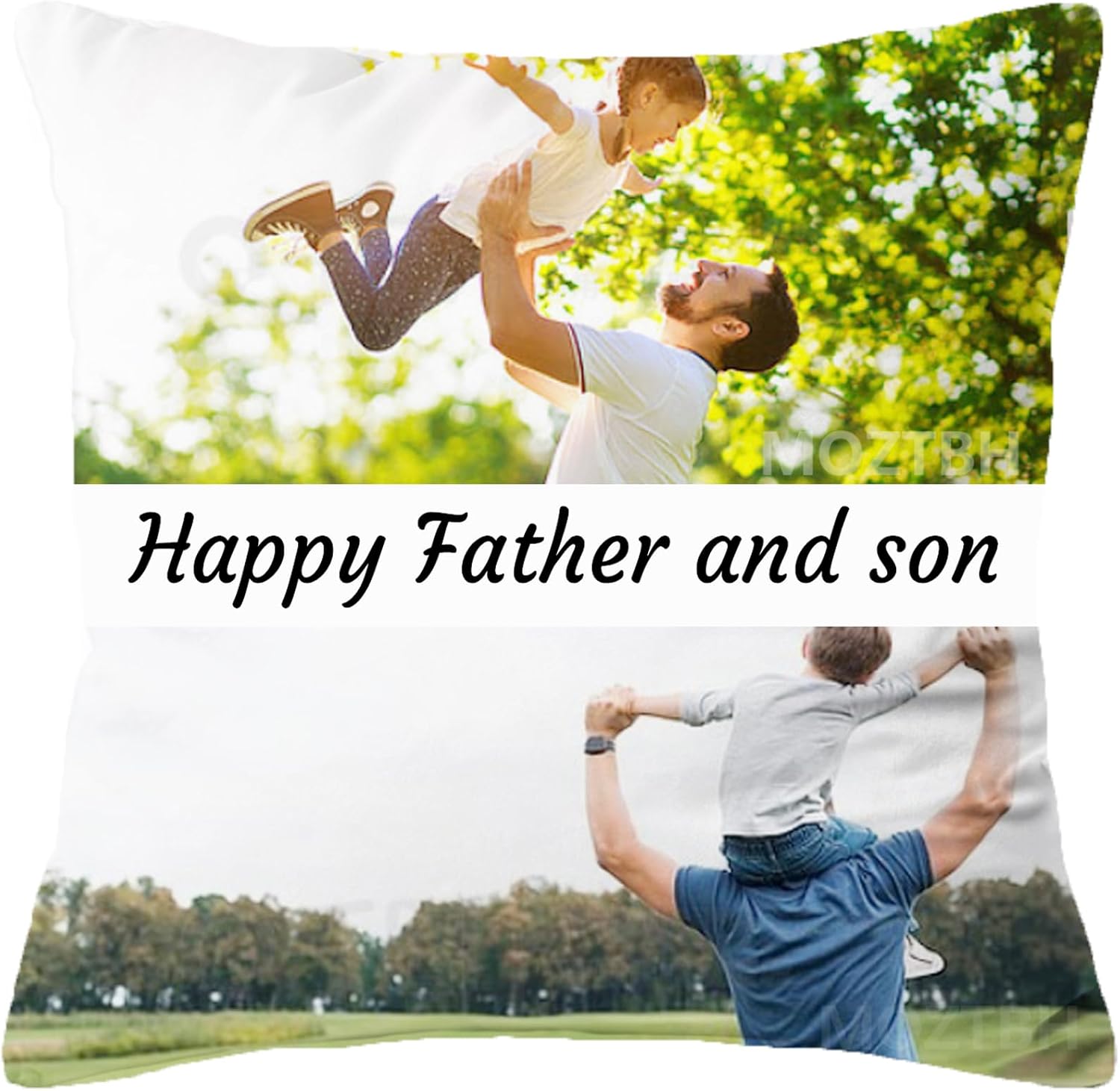 Housse de Coussin Photo Personnalisée, sans Rembourrage à Imprimer, Unilatéral Face avec Texte et Photo Décoration de Maison, pour Anniversaire, la Saint Valentin 2photos