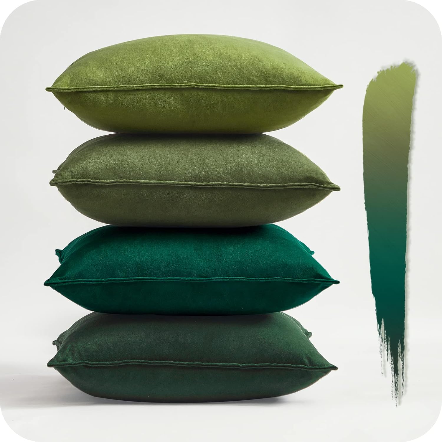 Housse de Coussin Canapé 40x40 Vert Dégradé Taie Oreiller en Velours Super Doux Décoration pour Coussin Chambre Salon Jardin Lit Fauteuil Chaise Voiture Style Scandinave, Lot de 4 40 x 40 cm (Lot de 4) Vert