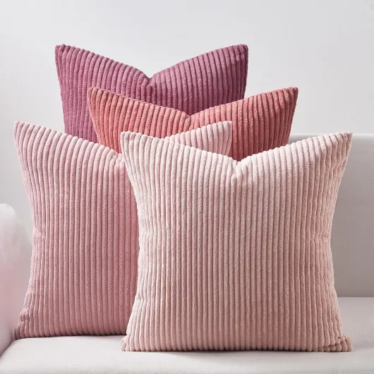 Housse Coussin 40x 40 Rose poudré Decoration Maison Intérieure Lot de 4 Housse de Coussin Canape Salon Chambre Déco Aesthetic Bohème pour Canapé en Velours Côtelé 40 x 40 cm (Lot de 4) Rose