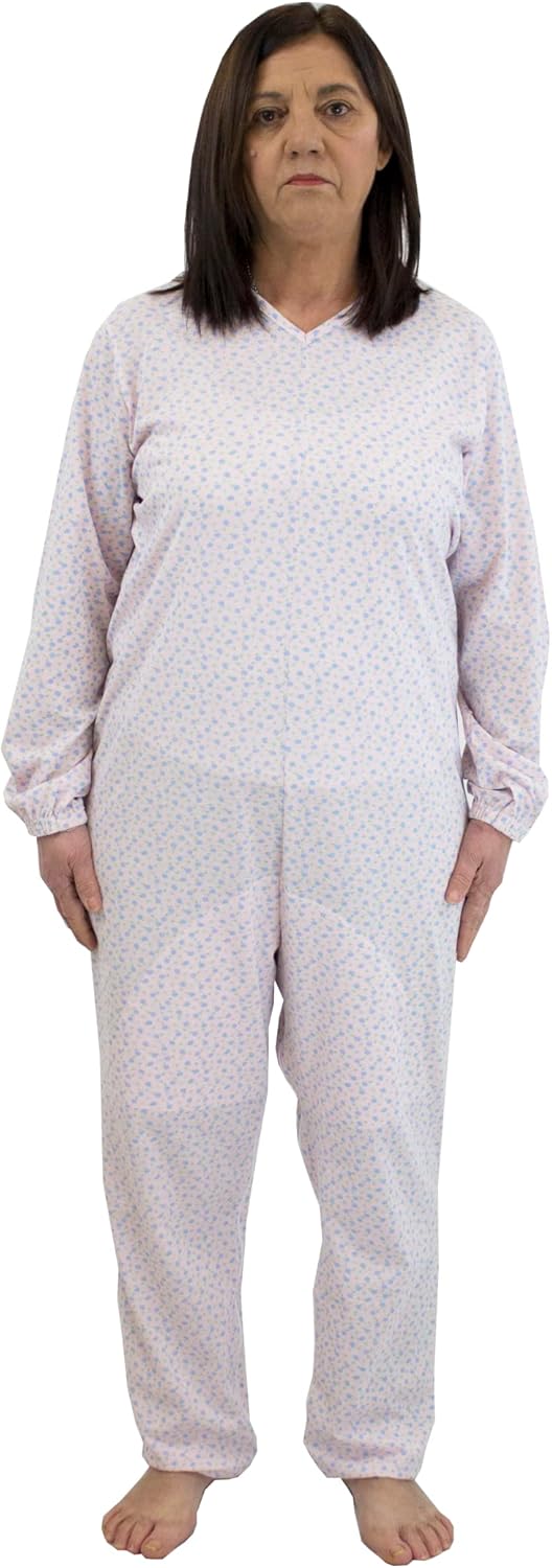 Pyjama Tuton Sanitaire Simplicité Manches Longues 3 Charnières/Zip Derrière Dos et Intérieur Jambe D'été XS Rose