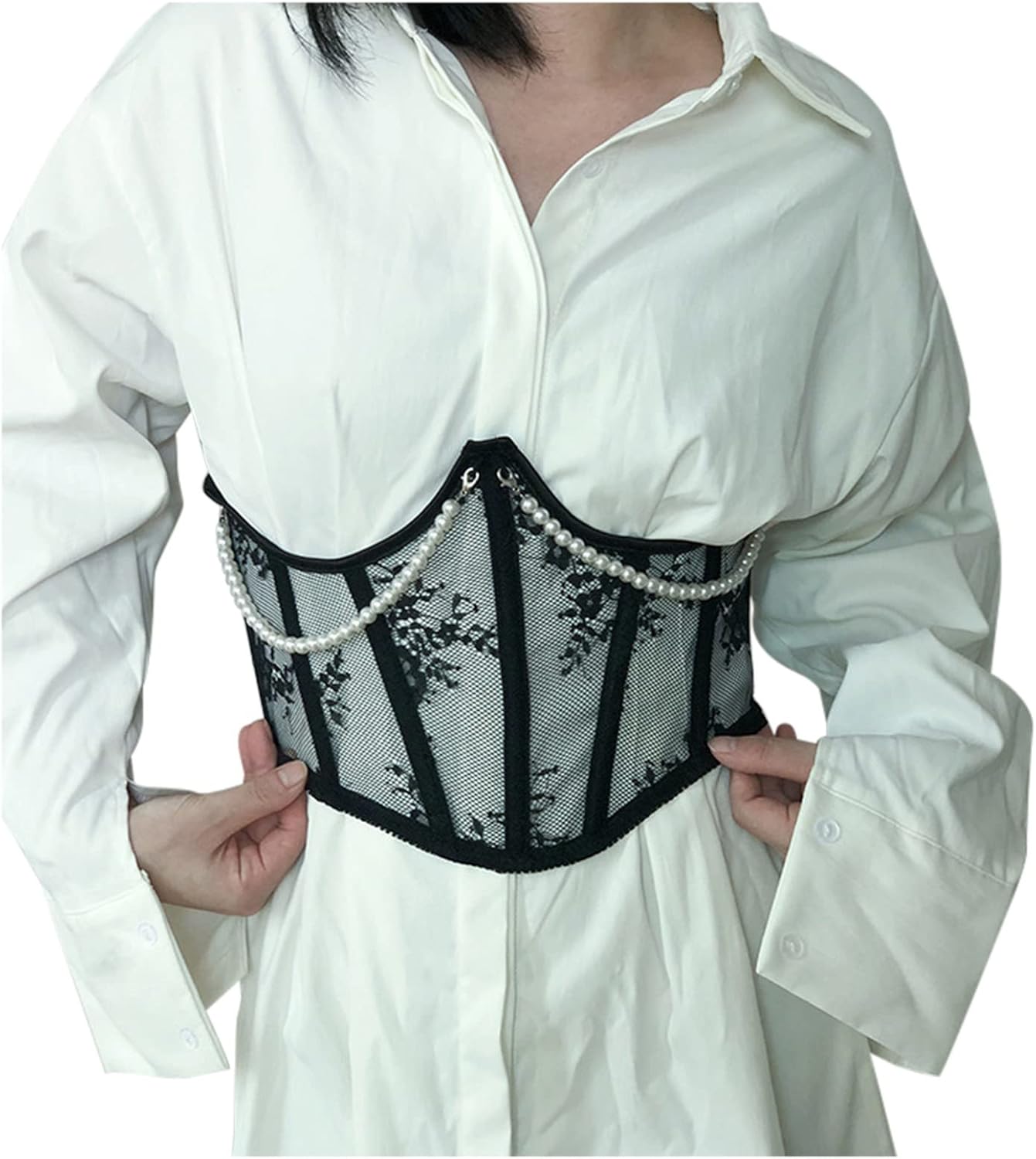 Culotte gainante gainante pour femme - Sous-poitrine - Contrôle du ventre - Dentelle - Corset - Dos - Dentelle - Perle - Amincissante - Costume de paon Noir 3XL