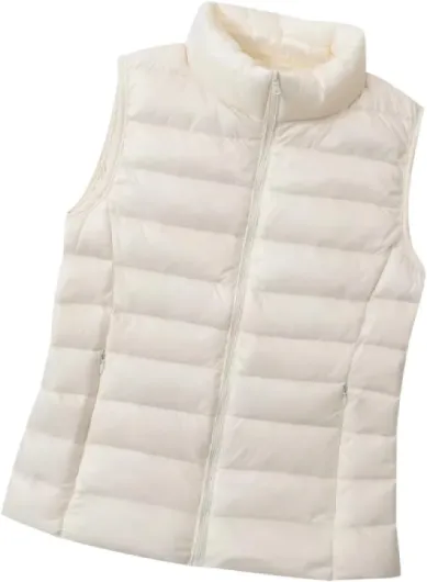 Doudoune Legere sans Manches Femme Gilet Duvet sans Manche Femme Veste Doudoune Légère Fine sans Manche Femme Gilet Matelassé sans Manches Femme Blouson Rembourré Manteau sans Manche Femme 3XL Blanc