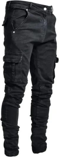 Tomwell Jeans Homme Stretch Slim Fit Pantalon Skinny Pantalon Denim Styles Casual Vintage Travail Pantalon Cargo Déchiré Homme Denim Jeans Coupe Ajustée pour Homme 3XL A Noir