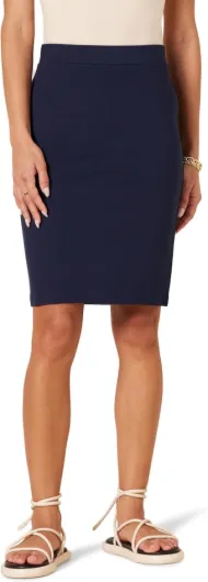 Jupe Crayon ajustée Ponte Above The Knee, Facile à Enfiler Femme XL Bleu Marine