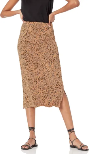 Femme Jupe midi en Tricot à Enfiler (Disponible en Grande Taille) L Fauve Foncé Léopard