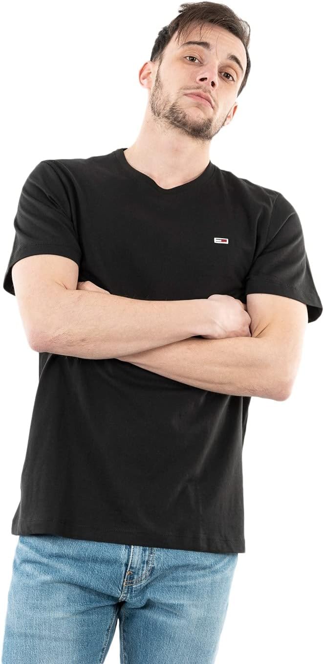 T-Shirt Manches Courtes Homme TJM Classic Col Ras-du-Cou L Noir (Black)