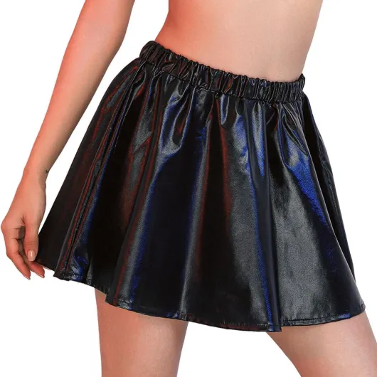 Jupe plissée évasée Brillante Jupe métallique Jupe en Ligne Jupe Patineuse Taille Haute Jupe pour Femmes et Filles Taille unique Noir