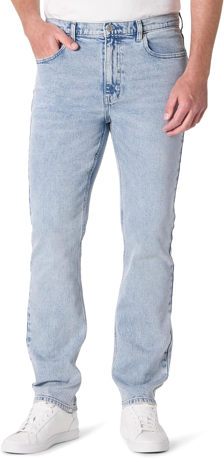 Jean Slim Droit, Faible Élasticité Homme 33W / 30L Givré Clair Délavé