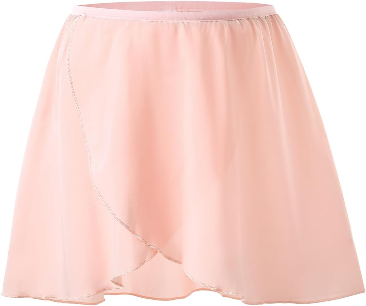 Jupe de Danse Jupe Danse Classique en Mousseline de Soie Jupe Portefeuille de Ballet avec Ceinture Elastique pour Filles Enfant Femmes Adultes 11-17 ans Rose