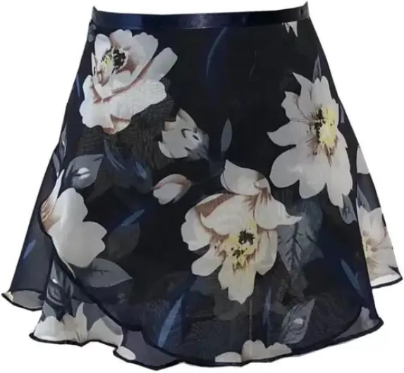 Jupe Portefeuille De Ballet Tablier de Ballet jupe adulte en mousseline de soie fleur pratique justaucorps vêtements de danse filles imprimé fleuri Ballet Tutu robe de danse(Color-08,L Height145-170cm L Height145-170cm Color-08