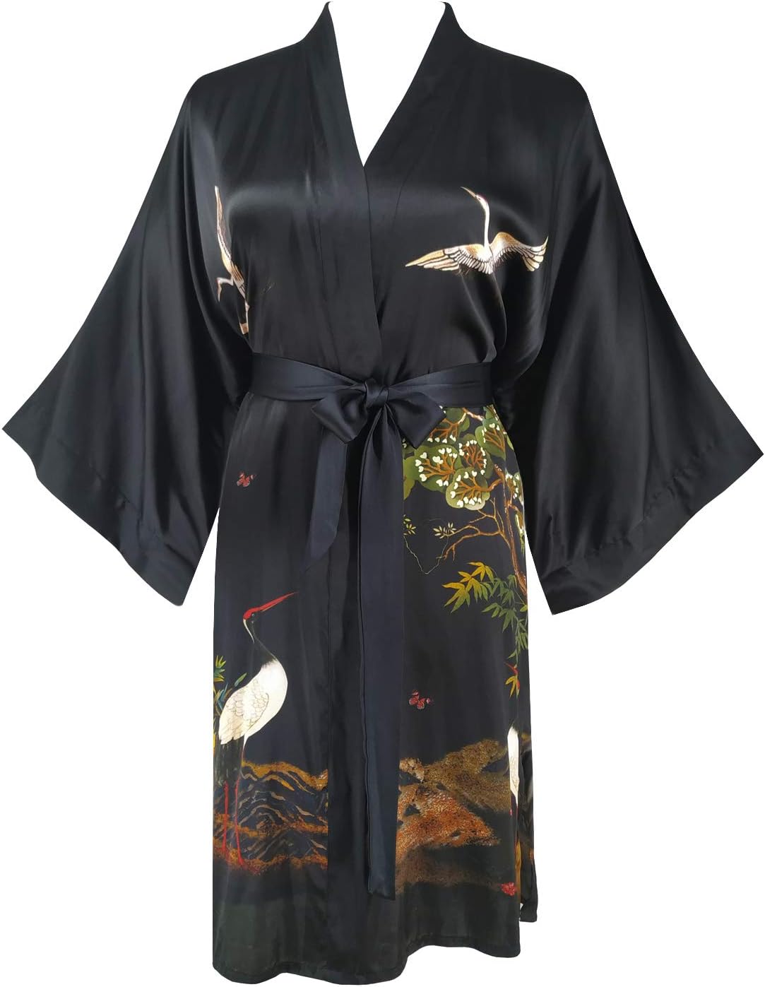 Ledamon Robe Peignoir Kimono Femme Taille unique Noir-a