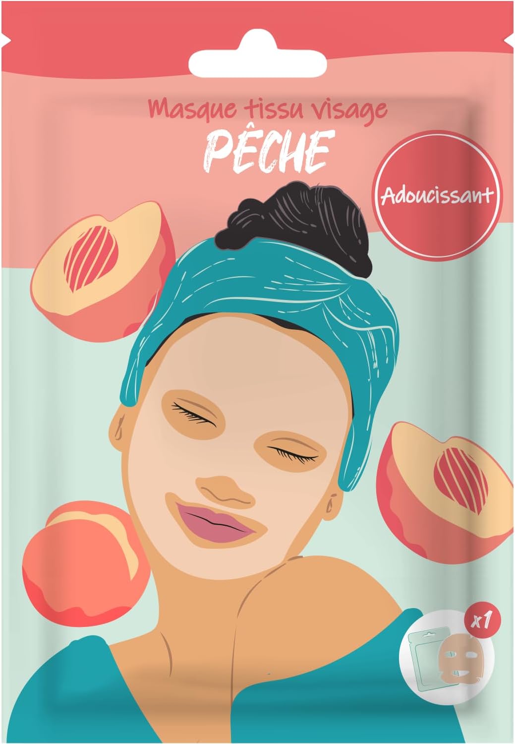 Masque Visage en Tissu Pêche - Soin Express en 10 Minutes - Peau Douce, Apaisée et Éclatante - Soin Hydratant, Skincare Visage - Imperfections, Hydratation Femme
