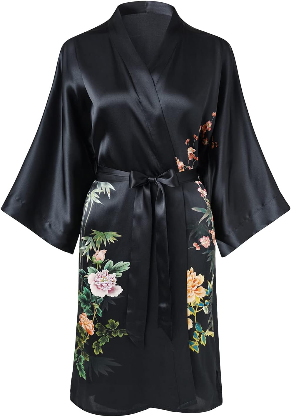 Ledamon Robe Peignoir Kimono Femme Taille unique Noir-b