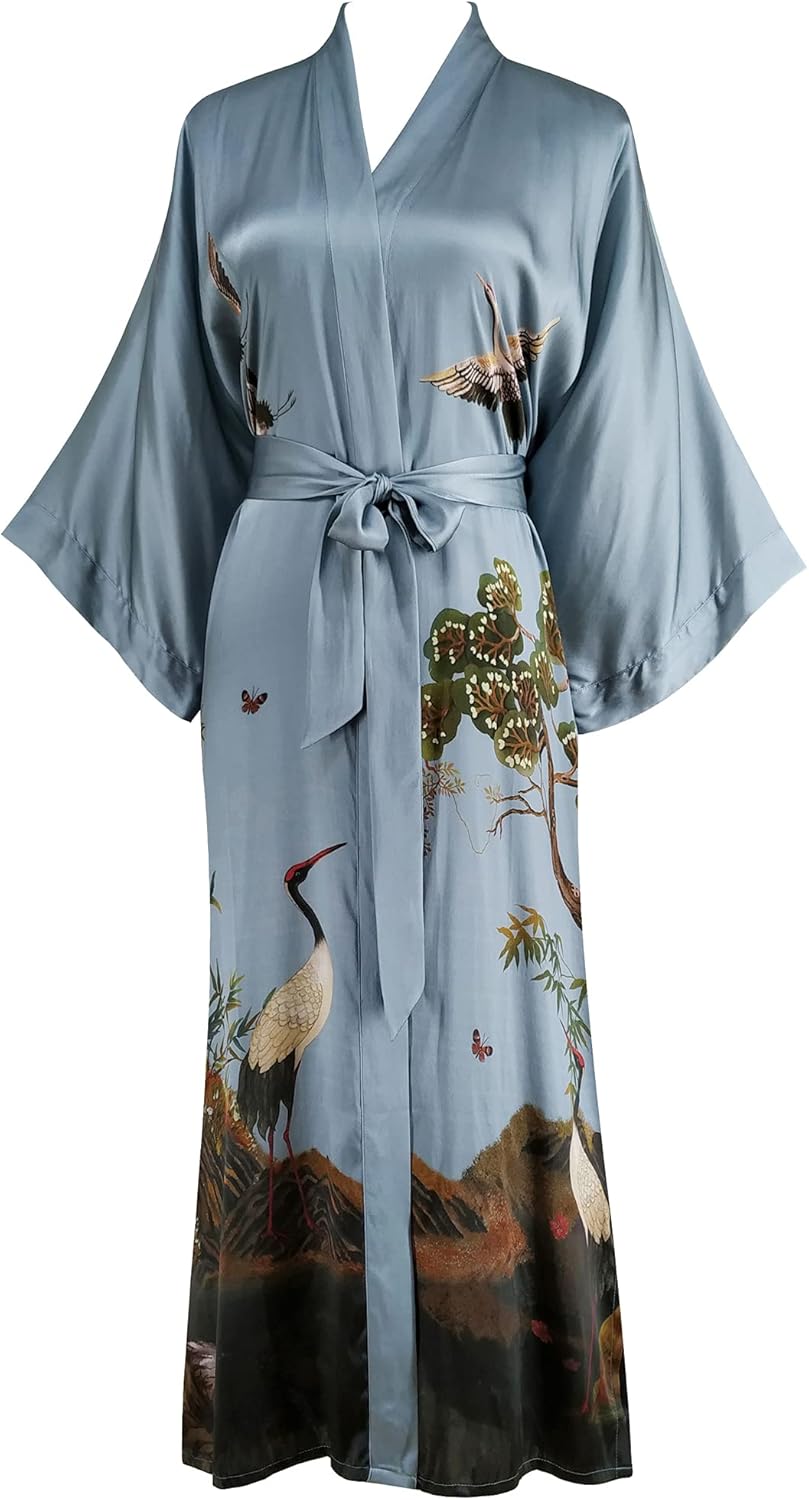 Ledamon Robe Peignoir Femme Taille unique Bleu et gris.