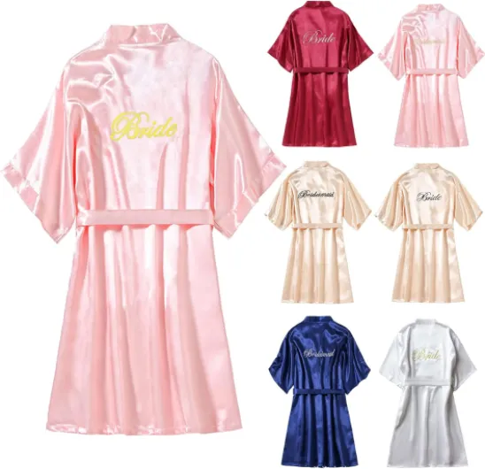 MCOLAFU Kimono Bridesmaid Peignoir Bride Robe Satin Femme Peignoir Mariée Robe de Chambre Robe de Demoiselle D'honneur Pour Fête de Mariage Yukata Sortie de Bain XL Bride-rose